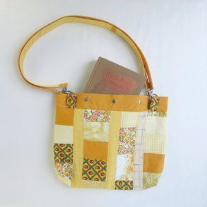 Shoulder Bag Purse - Yellow Patchwork - Upcycled